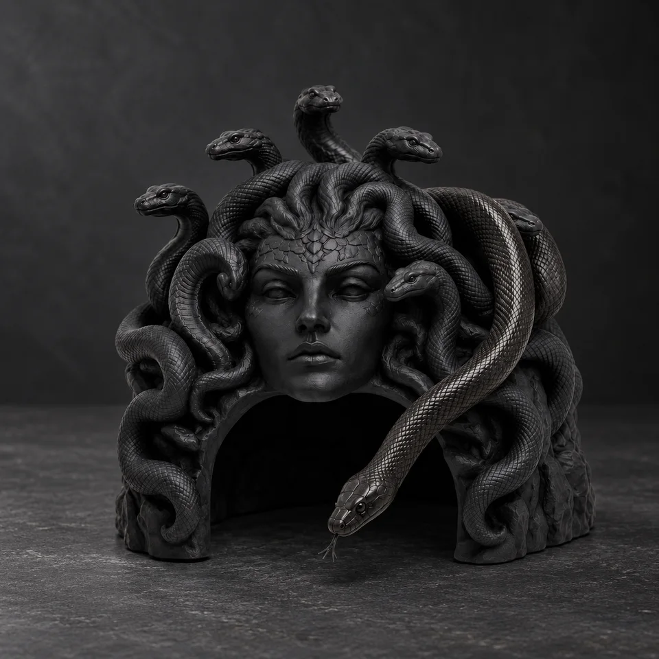 Medusa House, Medusa head hide